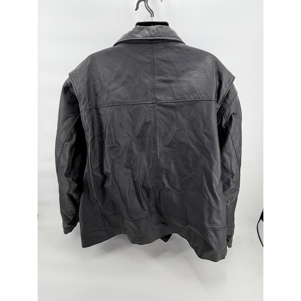 King SZ Men's 6XL Genuine Leather Biker Jacket Black Quilted Lining Heavyweight - Picture 3 of 4